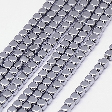Electroplate Non-magnetic Synthetic Hematite Beads Strands G-J172-4x4mm-02-1