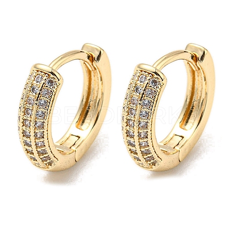 Brass with Clear Cubic Zirconia Hoop Earrings EJEW-B035-33KCG-1