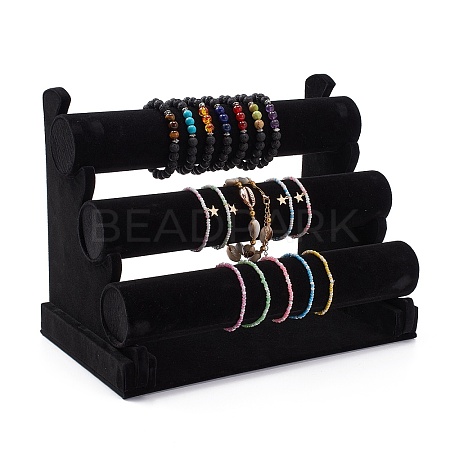 Removable 3 Tier T-bar Velvet Bracelet Display Stands BDIS-YW0001-04-1
