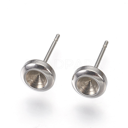 304 Stainless Steel Post Stud Earring Settings STAS-I097-007B-P-1