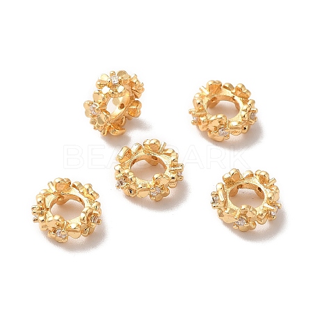 Rack Plating Brass Micro Pave Cubic Zirconia European Beads KK-M242-02G-1