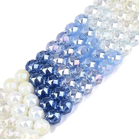 Electroplate Imitation Jade & Opaque & Transparent Glass Beads Strands EGLA-Q135-8MM-A05-1
