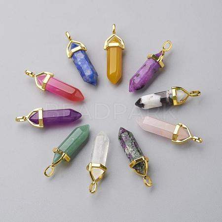Natural Mixed Stone Double Terminated Pointed Pendants G-G902-B-1