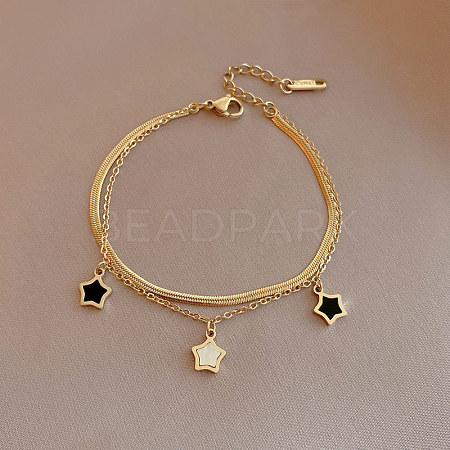 Natural Shell Star Stainless Steel Double-strand Charm Bracelets WGBAFA5-02-1