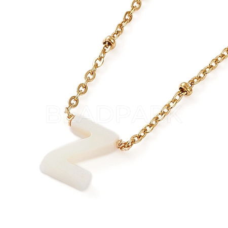 (Jewelry Parties Factory Sale)Natural Shell Initial Pendant Necklaces NJEW-JN03298-06-1