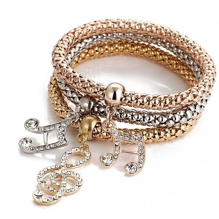 3Pcs Alloy Rhinestone Charm Bangle Set FS-WG4938A-05-1