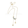 Natural Aquamarine Chip Beads Moon Pendant Brass Cable Chain Necklaces for Women NJEW-TA00257-04-3