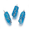 Electroplate Natural Quartz Crystal Big Wire Wrapped Pendants G-L520-B04-P-1
