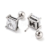 Square 316 Surgical Stainless Steel Pave Cubic Zirconia Ear False Plugs for Women Men EJEW-Z050-34A-01P-2