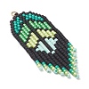 Handmade Glass Seed Beaded Leaf Shape Big Pendants PALLOY-MZ00931-01-3
