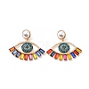 Rhinestone Evil Eye Dangle Stud Earrings with Acrylic Pearl Beaded EJEW-J045-02KCG-1