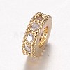 Brass Micro Pave Cubic Zirconia Spacer Beads ZIRC-A008-14G-2