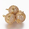 Brass Micro Pave Cubic Zirconia Magnetic Clasps with Loops ZIRC-L082-C-01-G-1