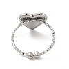 Non-Tarnish 304 Stainless Steel Heart Open Cuff Ring for Women RJEW-E066-04P-3