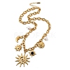 304 Stainless Steel Resin & Plastic Pearl Sun Pendant Bib Necklaces NJEW-H073-01G-4