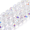 Electroplate Transparent Glass Beads Strands X-EGLA-N002-34C-C03-1