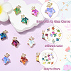 11Pcs 11 Colors Brass with K9 Glass Charms KK-CJ0004-07-3