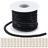 5 Yards Rhinestone Synthetic Rubber Cords OCOR-SP0001-33C-1
