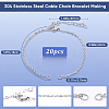 20Pcs 304 Stainless Steel Cable Chain Bracelet Making AJEW-SP0001-01-2