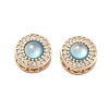 Brass Light Sky Blue Glass Flat Round Multi-Strand Links KK-B125-17G-1