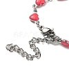 Stainless Steel Color 304 Stainless Steel Heart Link Chain Bracelet with Enamel BJEW-E088-01P-4