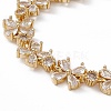 Clear Cubic Zirconia Flower Link Chain Bracelet BJEW-F437-01G-2