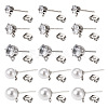  40Pcs 5 Style ABS Plastic Imitation Pearl & Clear Cubic Zirconia Stud Earring Findings EJEW-TA0001-08-3