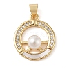 Brass & Shell & Clear Cubic Zirconia Pendants KK-I712-16G-1