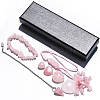 Natural Rose Quartz Dowsing Pendulum Cone Big Pendants & Heart Massage Stone & Bracelet & Pendant Decoration Sets PW-WG73208-01-1
