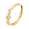 Brass Micro Pave Clear Cubic Zirconia Finger Rings for Women CU-CBAE7DF-12G-05-4