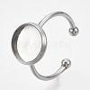 Tarnish Resistant 201 Stainless Steel Cuff Finger Rings Components STAS-T047-19A-3