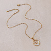 Vintage 304 Stainless Steel Resin Moon Pendant Necklaces with Clear Glass for Women IK8705-4