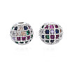 Rack Plating Brass Cubic Zirconia Beads ZIRC-S001-8mm-C03-2