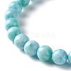 Natural Larimar Round Beaded Stretch Bracelet BJEW-A120-01A-4