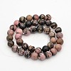 Round Natural Rhodonite Beads Strands G-M136-10mm-2