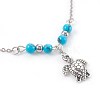 Synthetic Turquoise Charms Anklets AJEW-AN00234-04-2