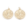 Brass Coin Pendants ZIRC-I042-03G-1