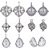 10Pcs 5 Styles Filigree Brass Cage Pendants KK-SC0003-77D-1