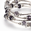 Five Loops Faceted Glass Wrap Bracelets BJEW-JB04135-01-3