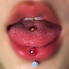 304 Stainless Steel with Acrylic Round Ball Straight Barbell Tongue Rings FS-WG99CB2-07-1
