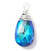 Faceted Glass Pendants PALLOY-JF01370-01-2