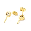 Brass Micro Pave Cubic Zirconia Studs Earrings Findings EJEW-H128-02G-2