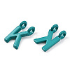 Rack Plating Spray Painted Alloy 2-Loop Link Pendants PALLOY-N176-01K-3