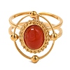 Oval Natural Carnelian Finger Rings RJEW-Q822-30G-02-2