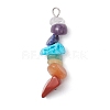 6Pcs Mixed Gemstone Chip Beaded Pendants Set PALLOY-JF02769-01-3