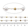 ABS Imitation Pearl & 304 Stainless Steel Beads Link Chains CHS-K021-07G-02-3