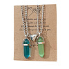 2Pcs Glass Double Faceted Pointed Bullet Pendant Couple Necklaces with Heart Magnetic Clasps FS-WG058EE-02-1