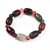 Natural Agate Bead Stretch Bracelets G-P570-01F-5