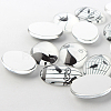 Black and White Theme Ornaments Decorations Glass Oval Flatback Cabochons GGLA-A003-18x25-BB-3