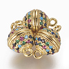 Brass Micro Pave Cubic Zirconia Magnetic Clasps with Loops LS-ZIRC-L082-B-02-G-1
